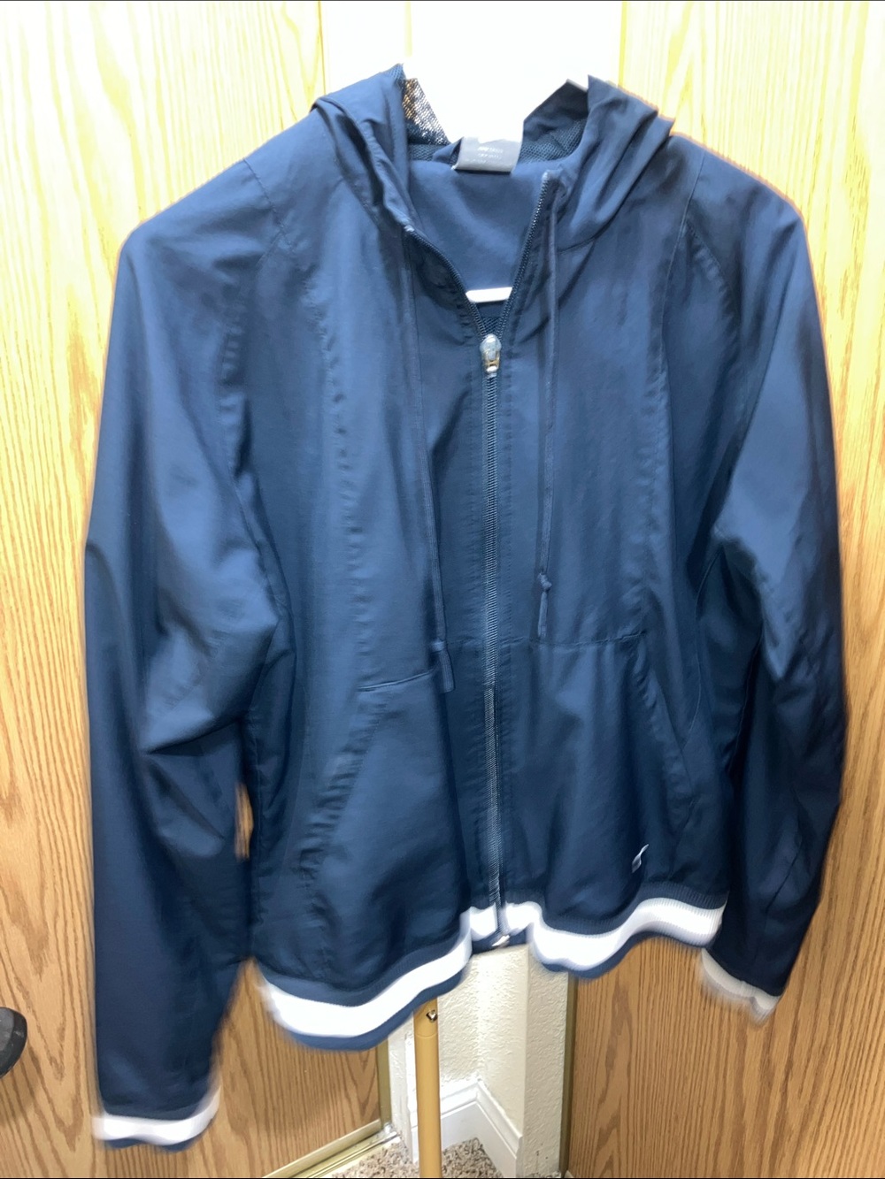Nike Navy Blue Hooded Bomber Jacket with White Trim